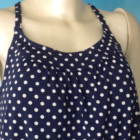 Lands' End Navy Blouson Tummy Hiddind Tankini Top - Picture 2 of 10